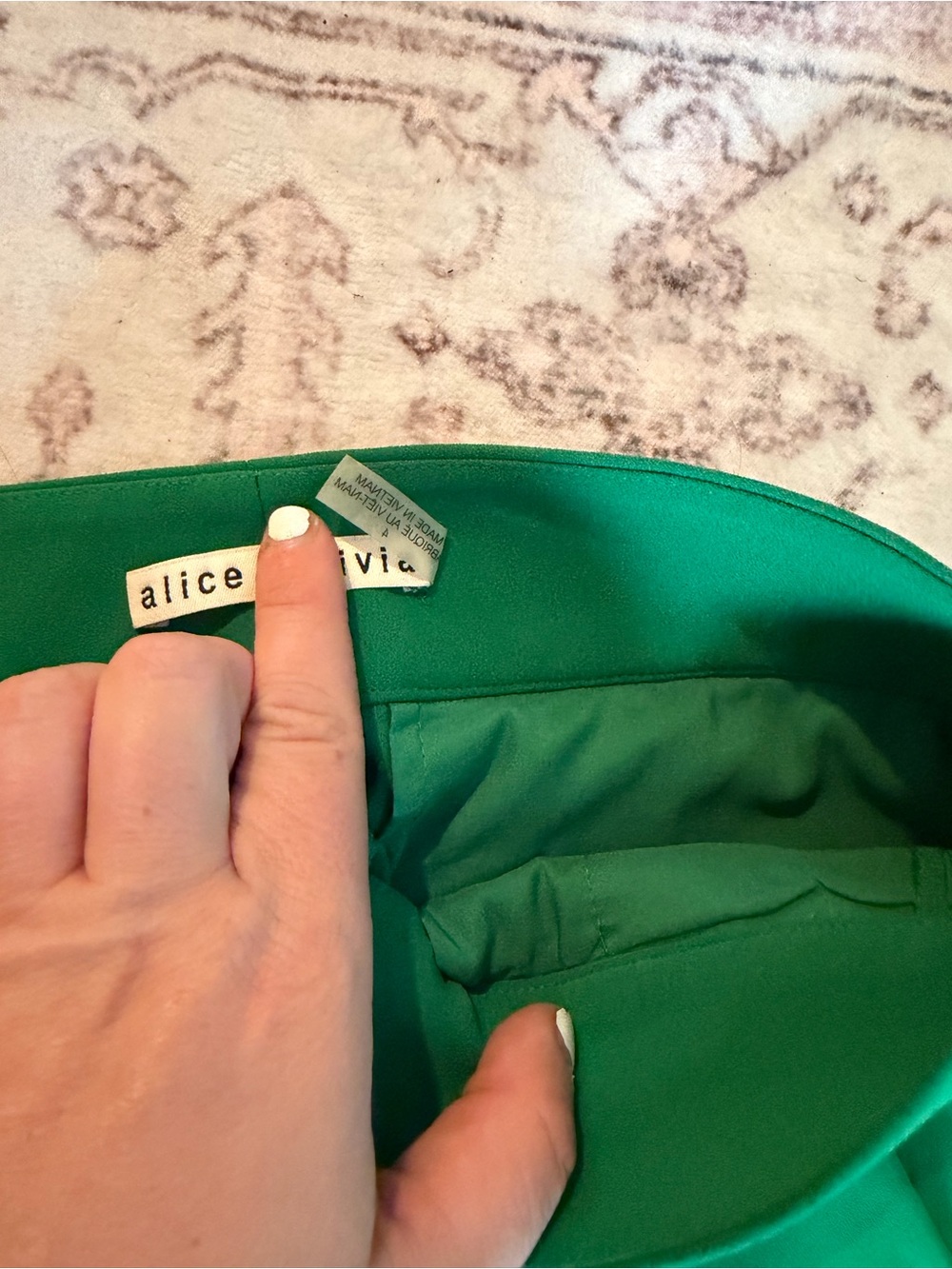 Alice + Olivia Emerald Green High-Waist Wide-Leg Trousers - Picture 2 of 4